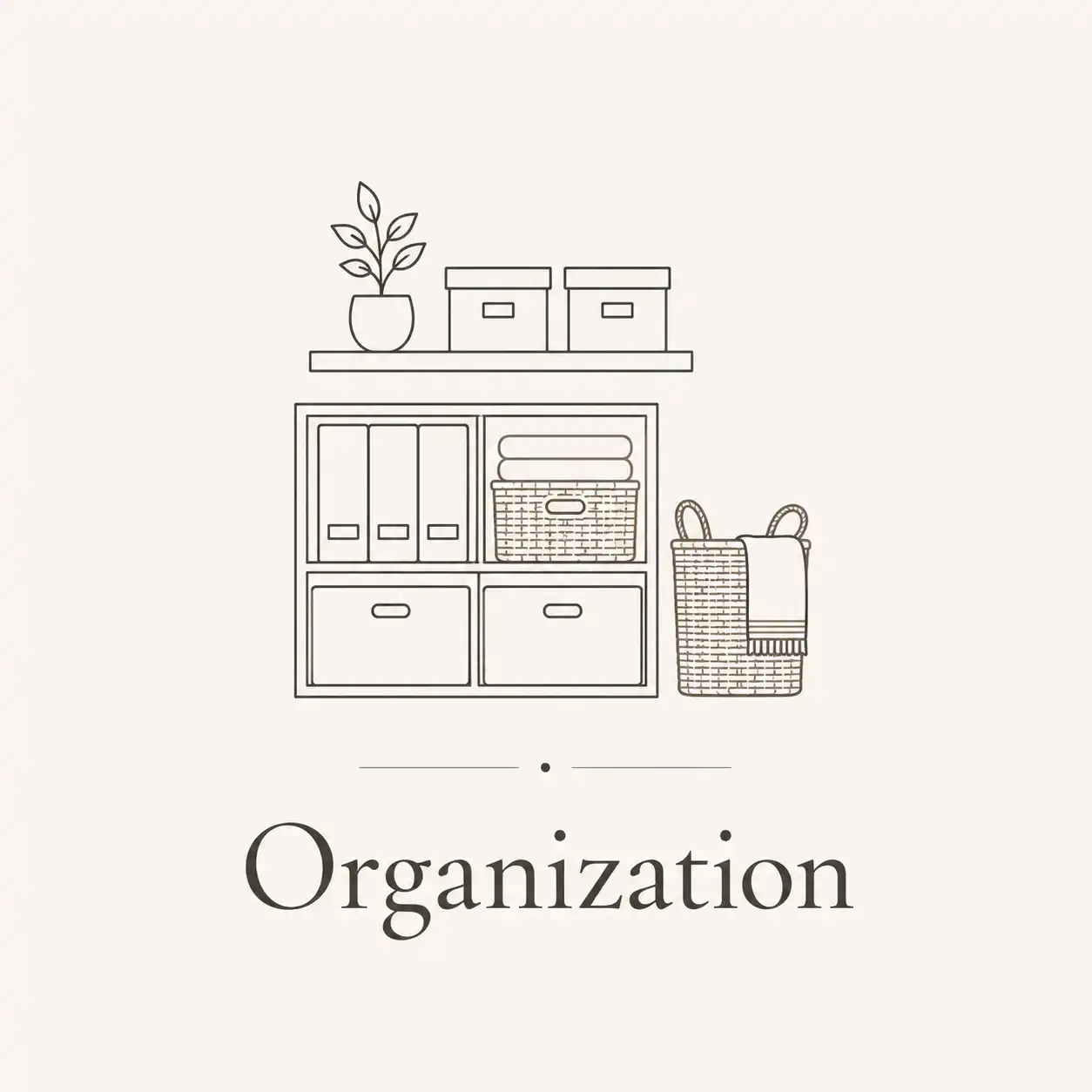 Minimalist line art illustration representing the Organization section
