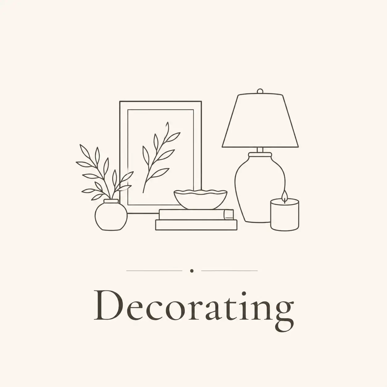 Minimalist line art illustration representing the Decorating section
