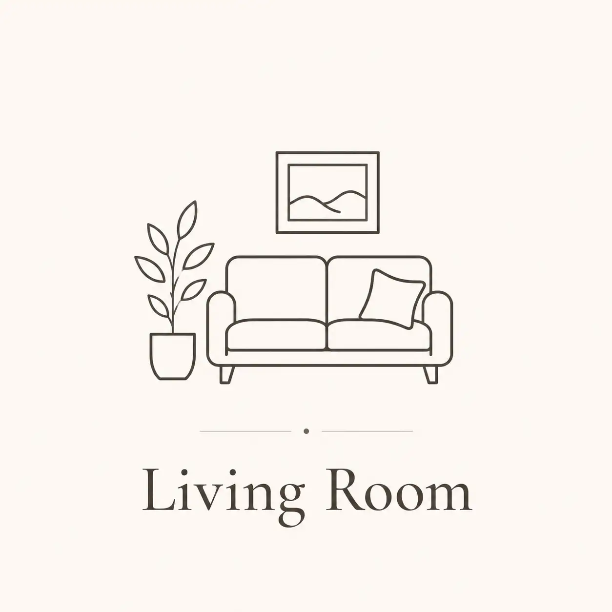 Minimalist line art illustration representing the Living Room section